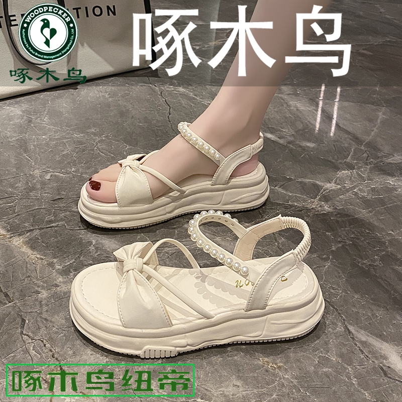 【正品】啄木鸟凉鞋女款外穿2025夏季新款踩屎感孕妇百搭仙女凉拖女