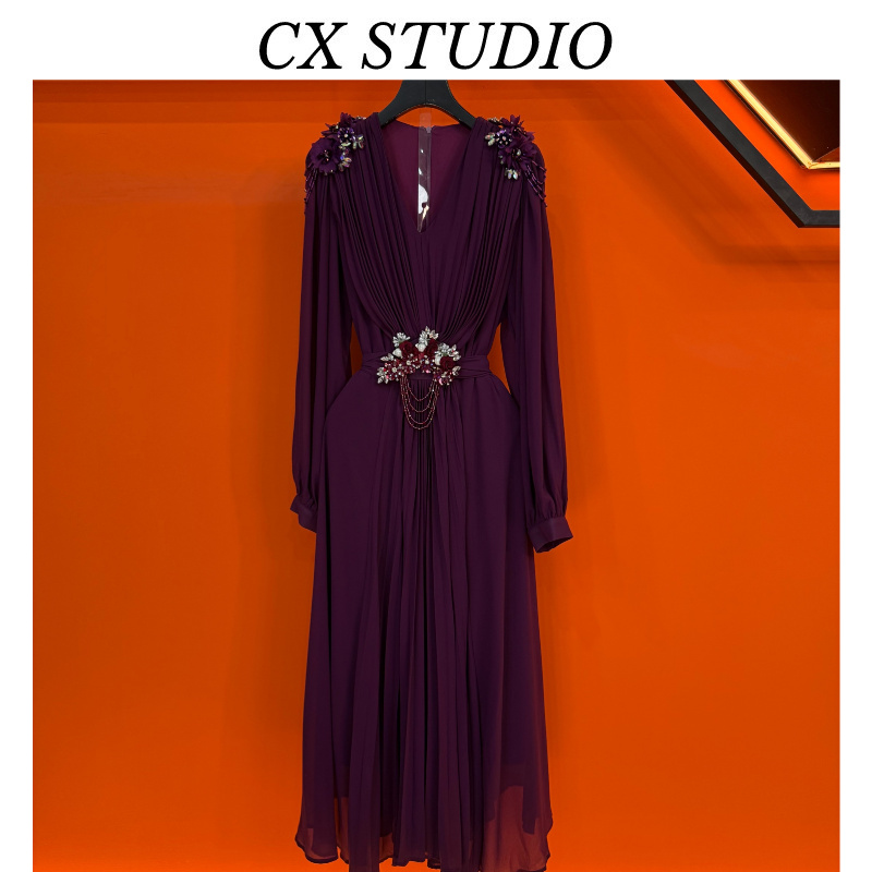 [长袖]YC编码66 经典收腰轻奢时尚连衣裙（定制女装）TG986