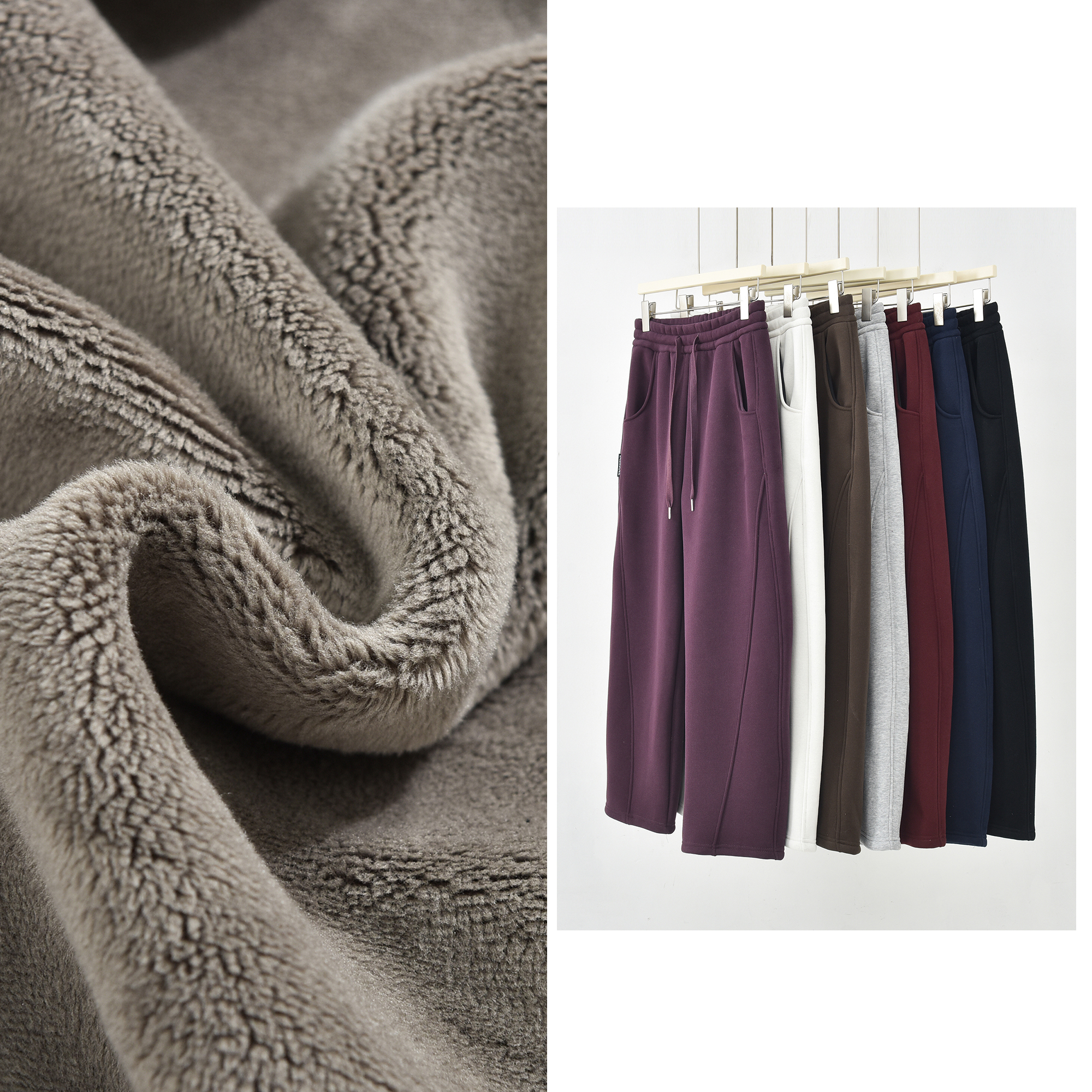 【猫猫绒香蕉裤】冬季高腰纯色香蕉裤阔腿裤休闲裤大码加绒直筒加厚