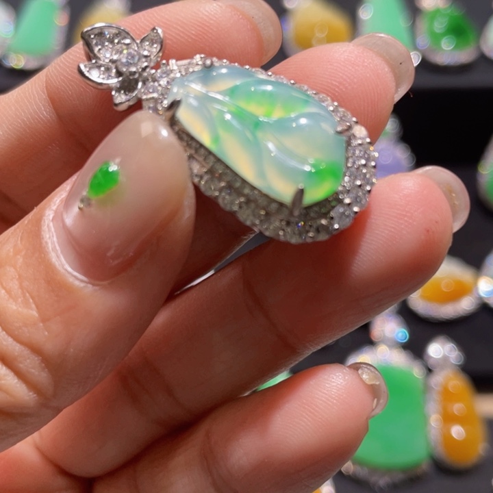 翡翠银S925镶嵌戒指