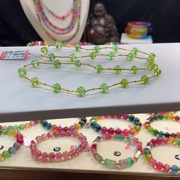 碧玺手链未镶嵌绿色碧玺6.5mm