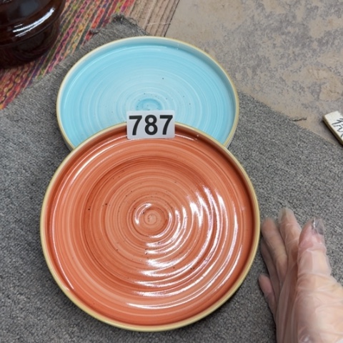 泥塑磁州窑出口茶盘两个