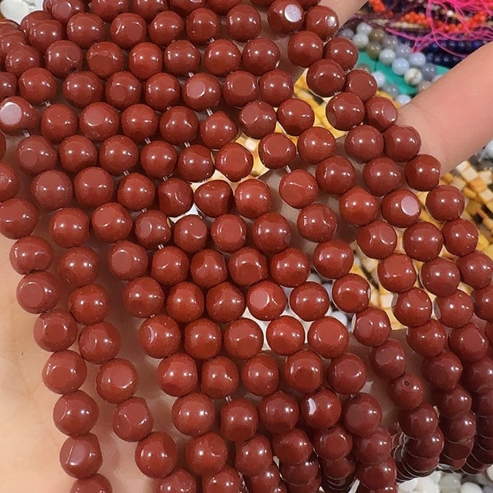 玛瑙/玉髓合金珠宝半成品一条6mm红色圆不定