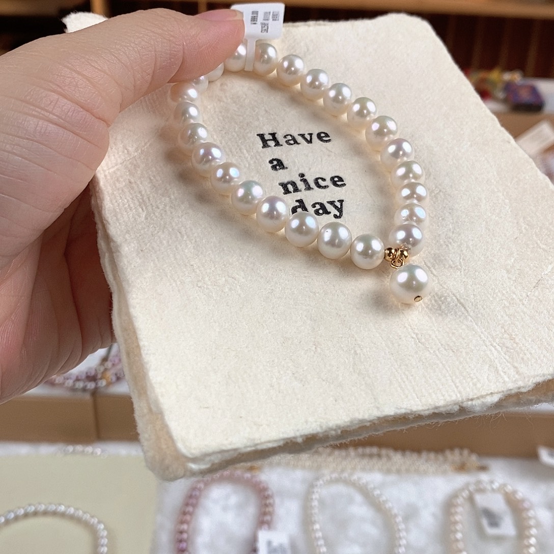 银S925镶嵌淡水珍珠手绳