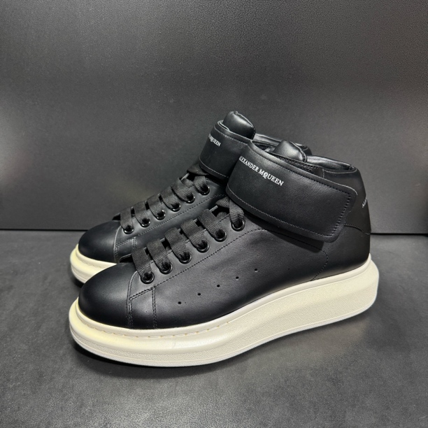 95新 Alexander McQueen/亚历山大·麦昆 41码/98新 高帮黑色板鞋