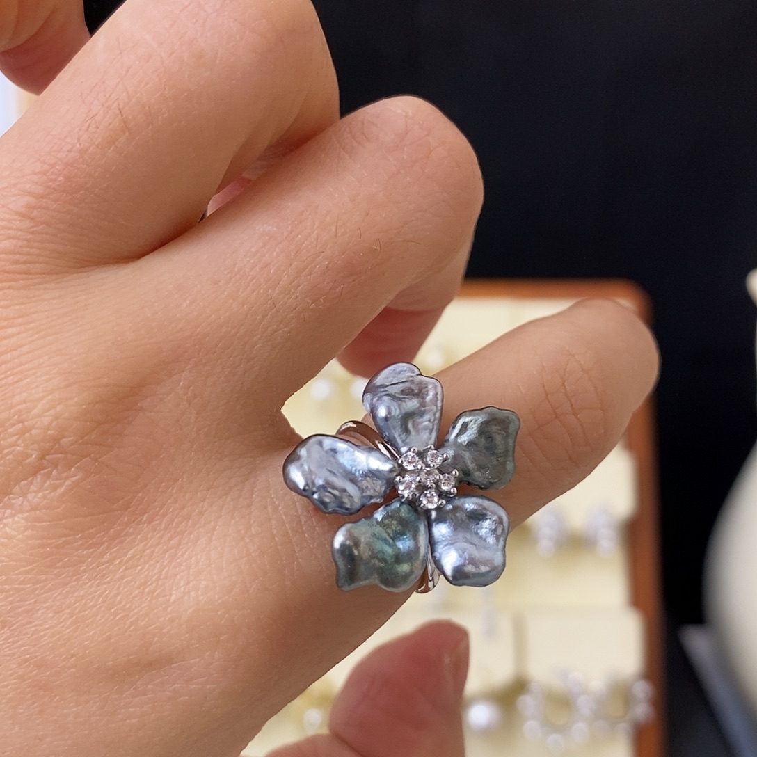 银S925镶嵌海水珍珠戒指