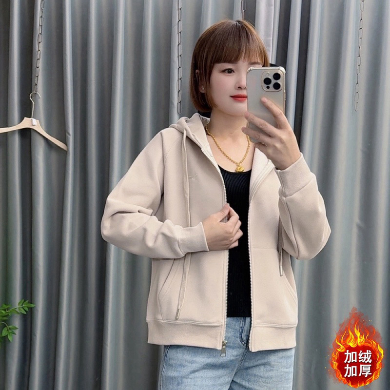 0039插肩袖（加绒/不加绒）秋冬重磅百搭减龄连帽休闲运动卫衣外套