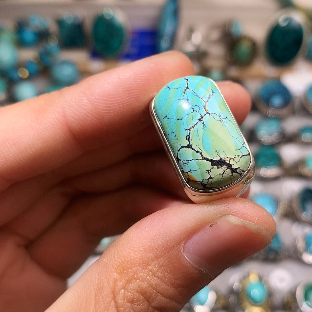 绿松石挂件银S925镶嵌