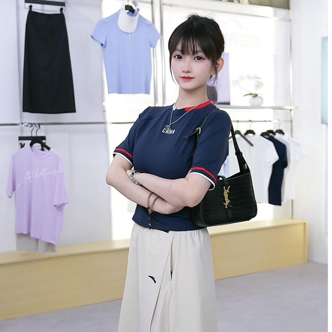 夏季新款短袖女T恤圆领拼接百搭显瘦休闲上衣纯色宽松修身