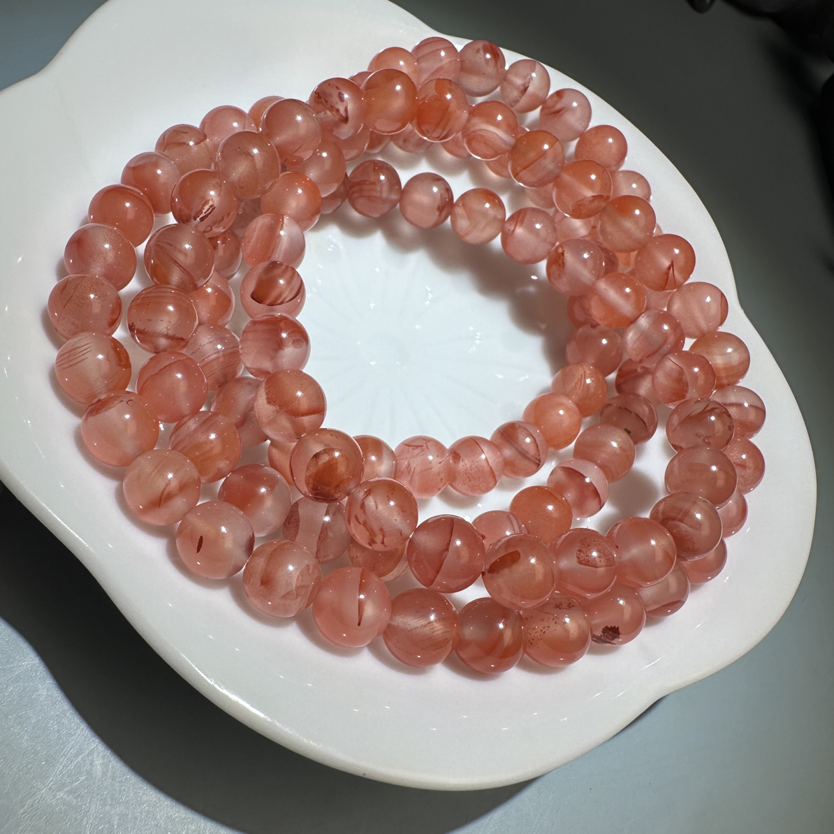 精美南红玛瑙佛珠冰飘花色泽红亮干净无杂意境优美