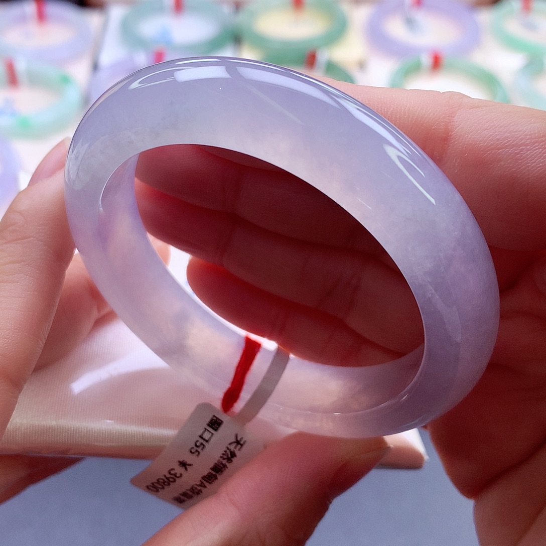 翡翠未镶嵌手镯55.5起光白冰0169