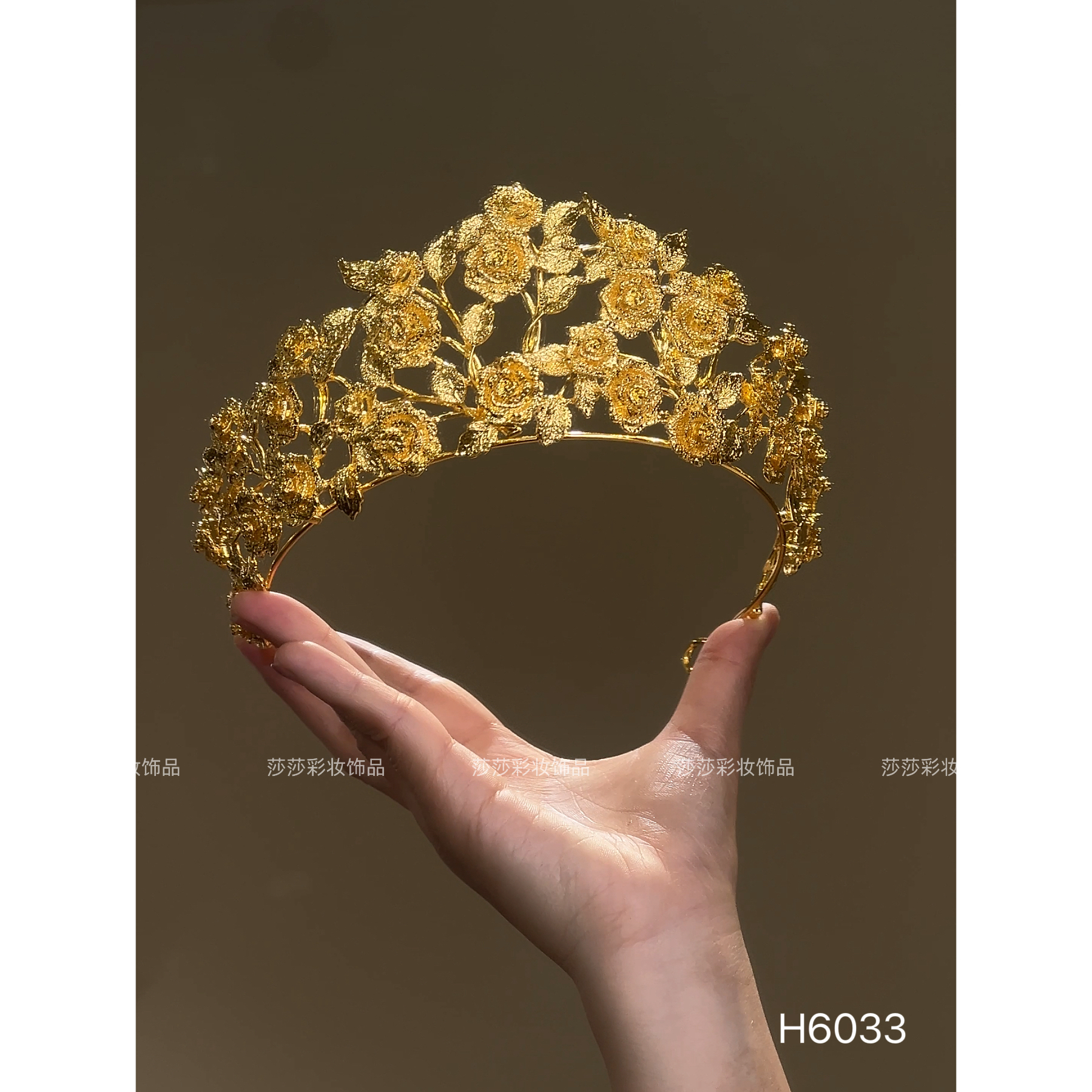 H6033新款金色华丽复古新娘凤冠秀禾服头饰