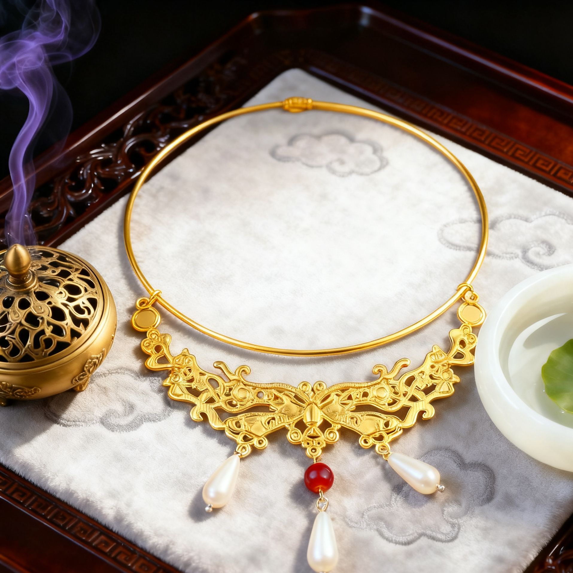 【金络缠心】古风项链汉服配饰项圈蝴蝶眀制吊坠长命锁古装旗袍B003