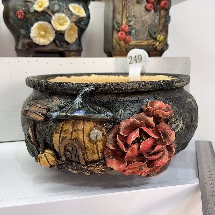 欣*青墨花器麦饭石花盆