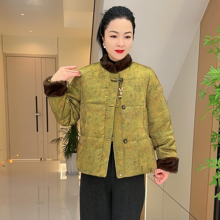 K8833冬季新款国风短款保暖复古合格品厚款修身型百搭毛领棉服