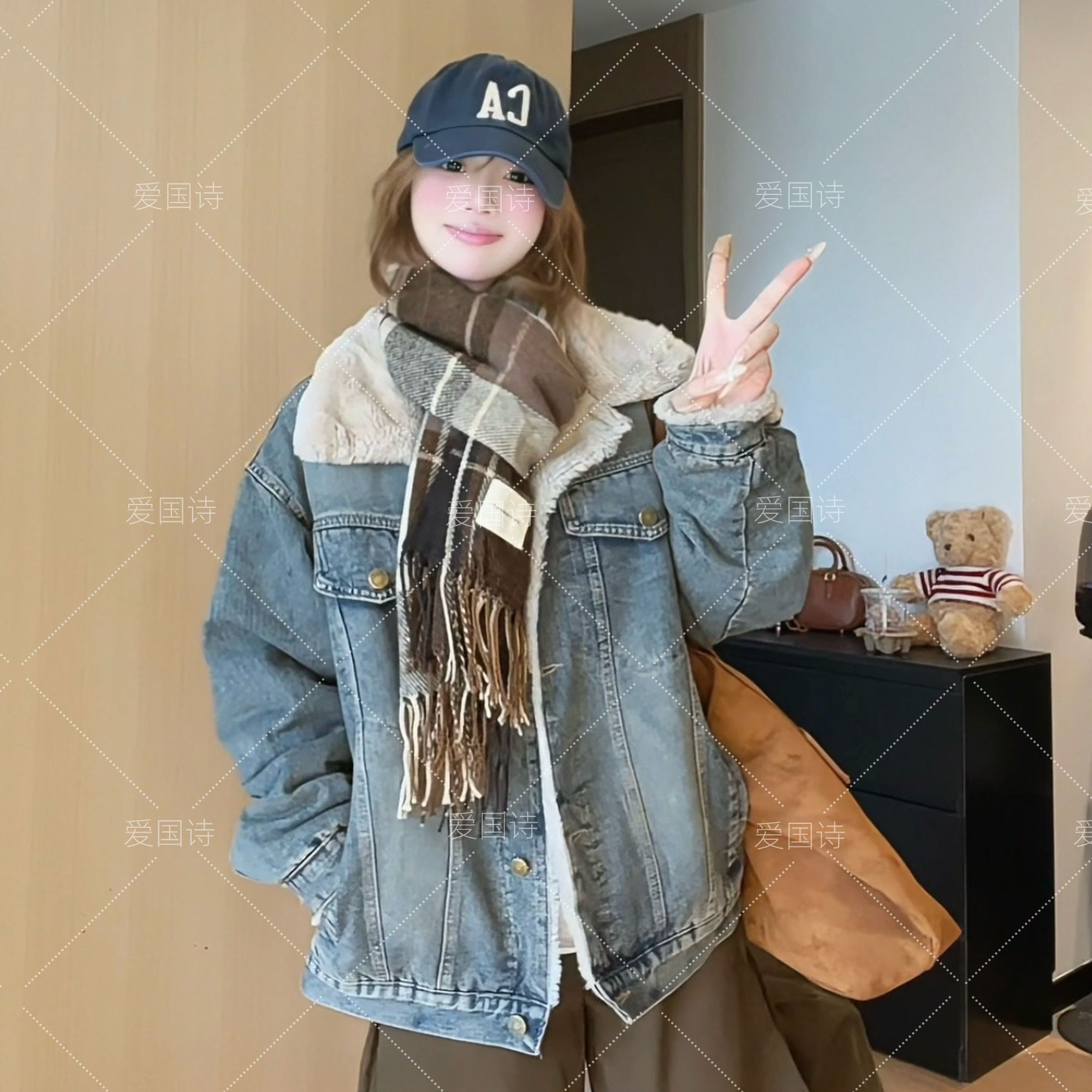 加绒加厚牛仔棉服外套女2025冬季新款韩版宽松棉衣夹克上衣6395#