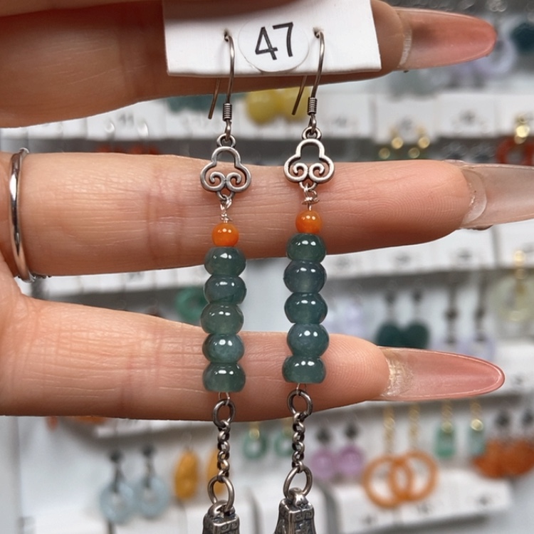 【闪购商品】翡翠耳饰银S925镶嵌耳饰