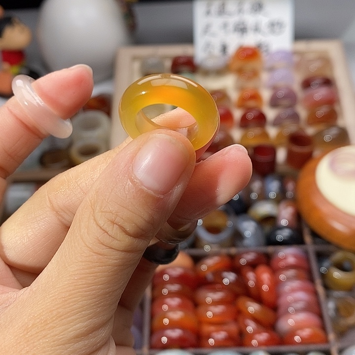 心***淮玛瑙/玉髓未镶嵌戒指A73不退换14.2内径