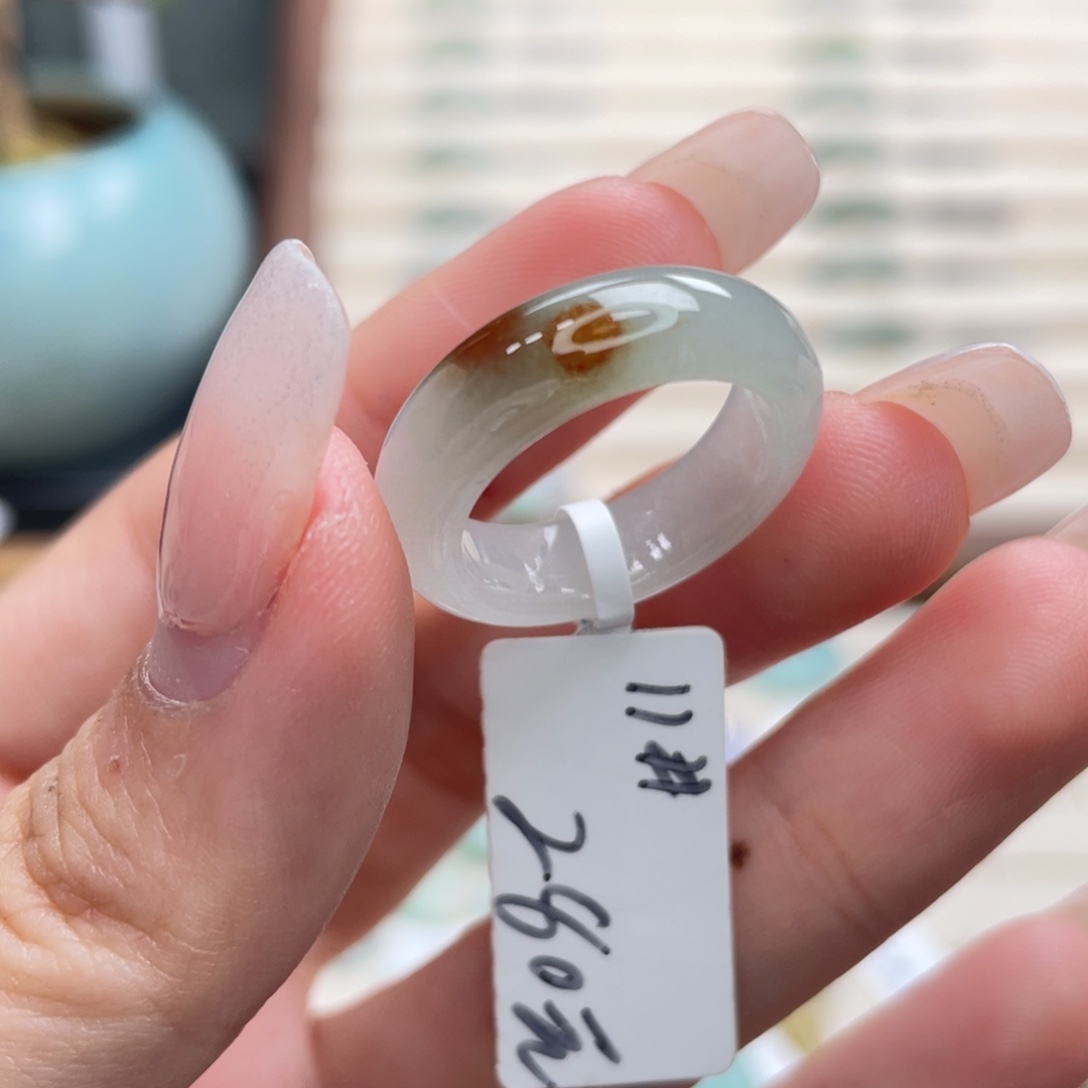 翡翠未镶嵌戒圈a13港圈11红翡桂花糕