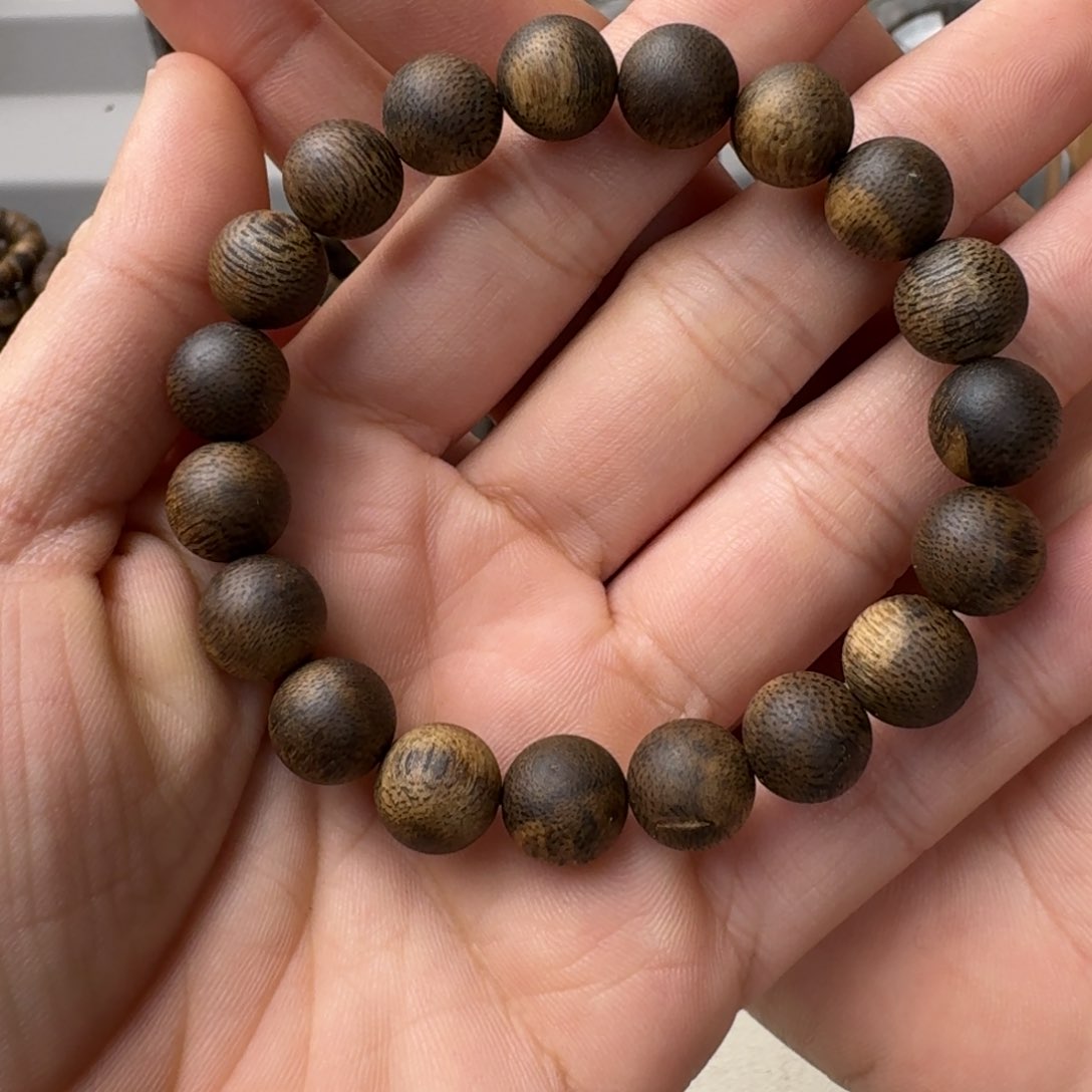 沉香手串睡**露棋楠沉香乌身九九沉圆珠卡10+保11克手串