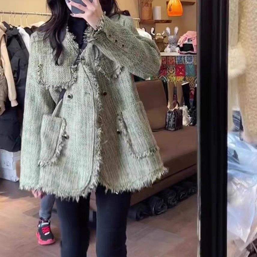 （柚子同款）秋冬款洋气时尚粗呢花外套811