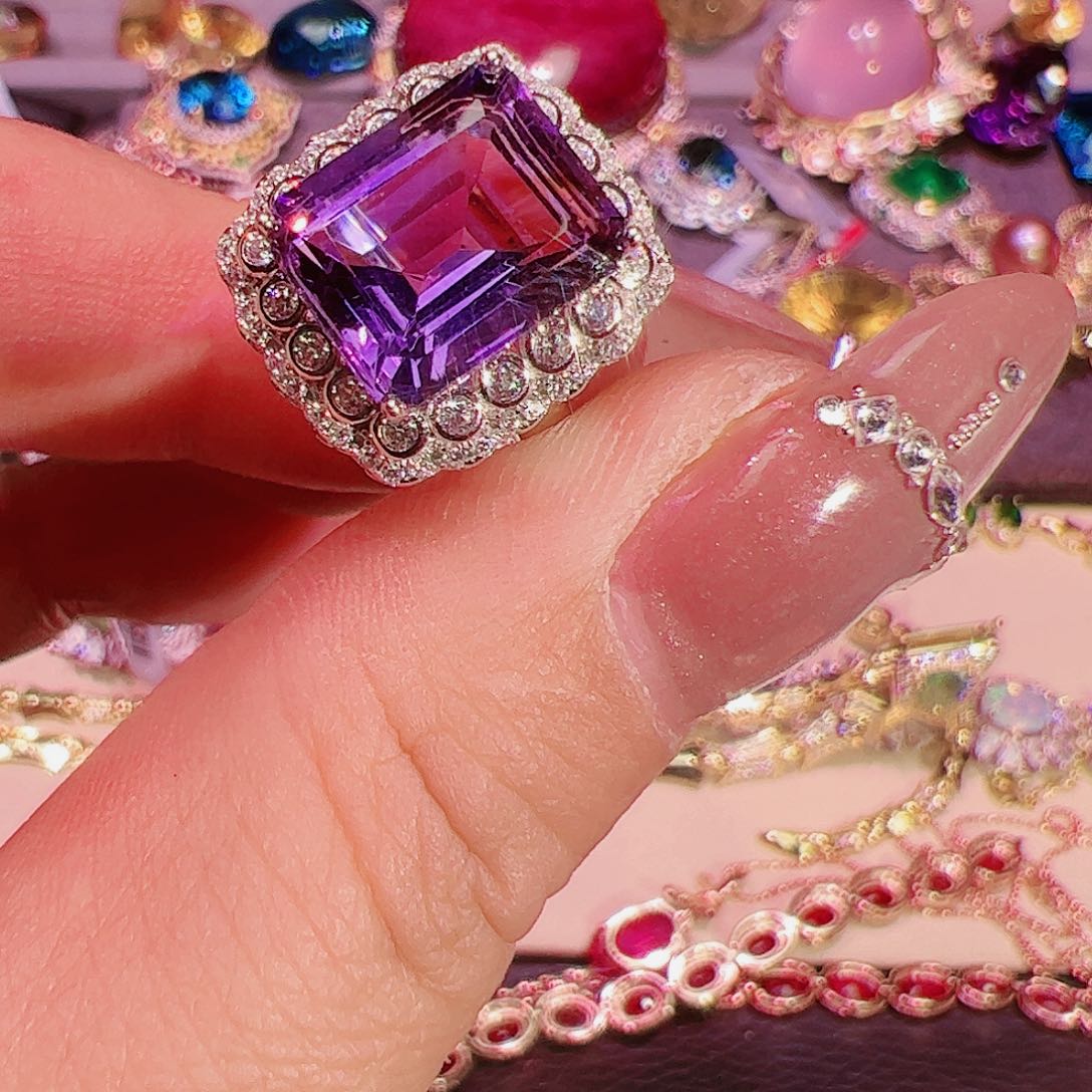 紫晶紫水晶银S925镶嵌