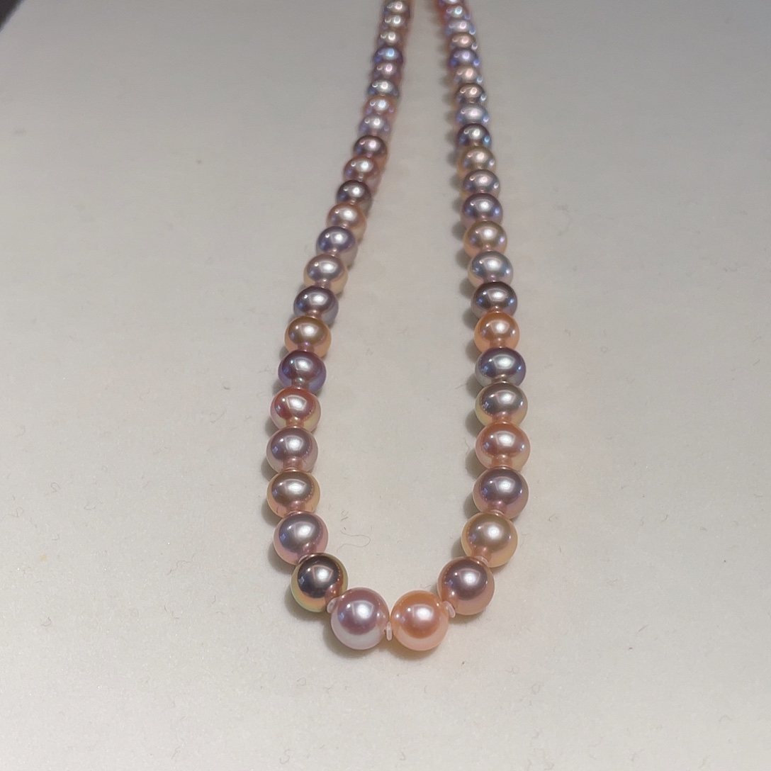 六***雨淡水珍珠颈饰银S925镶嵌