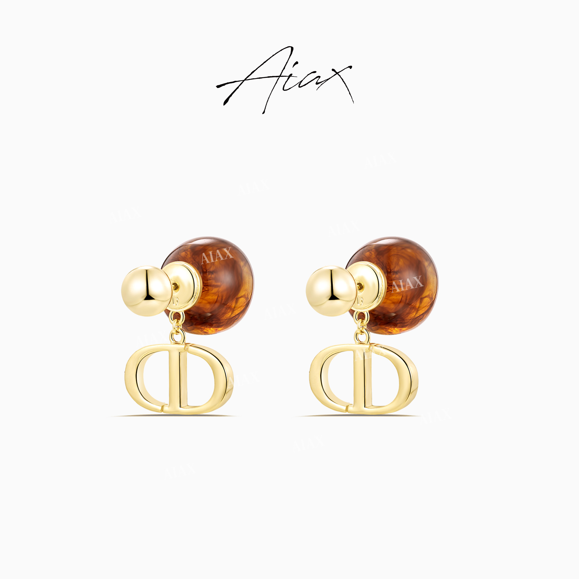 AIAX 镀K金 【清莹秀彻】轻奢小众百搭猪鼻子耳环TSL1351