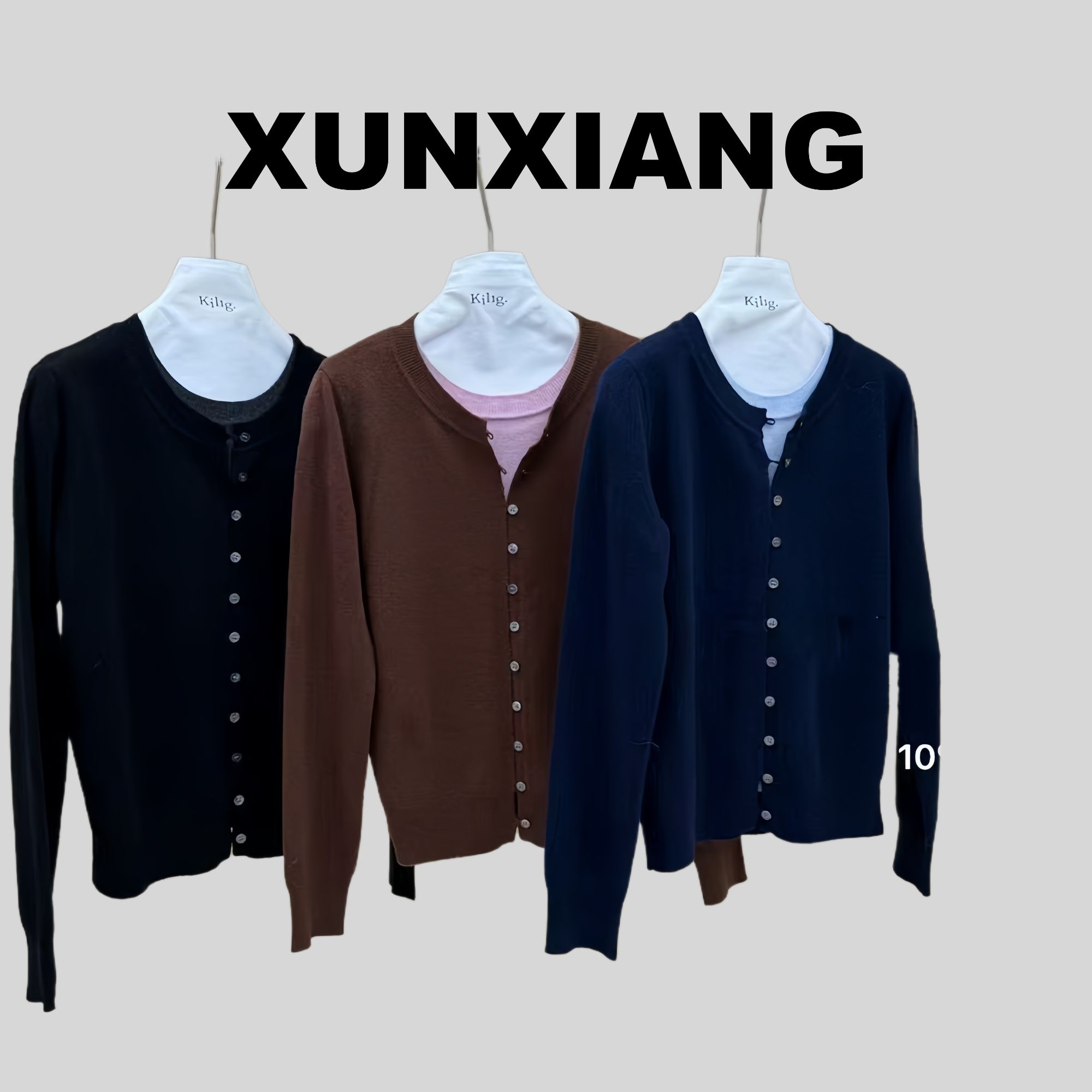 浔象羊毛假两件长袖上衣