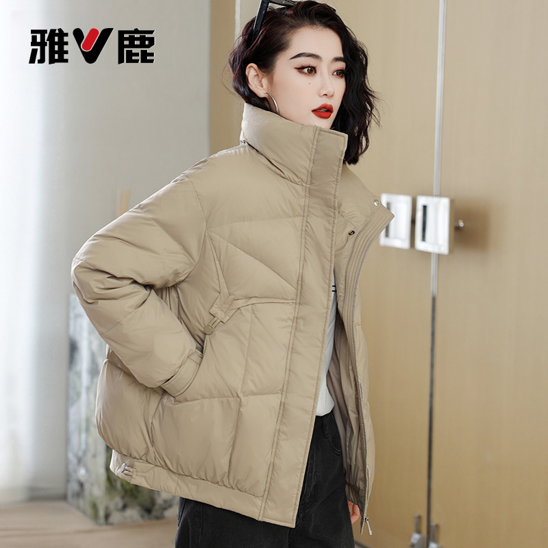 V/雅鹿YLH01W14350 羽绒服女短款韩版新款冬装加厚时尚面包服外套