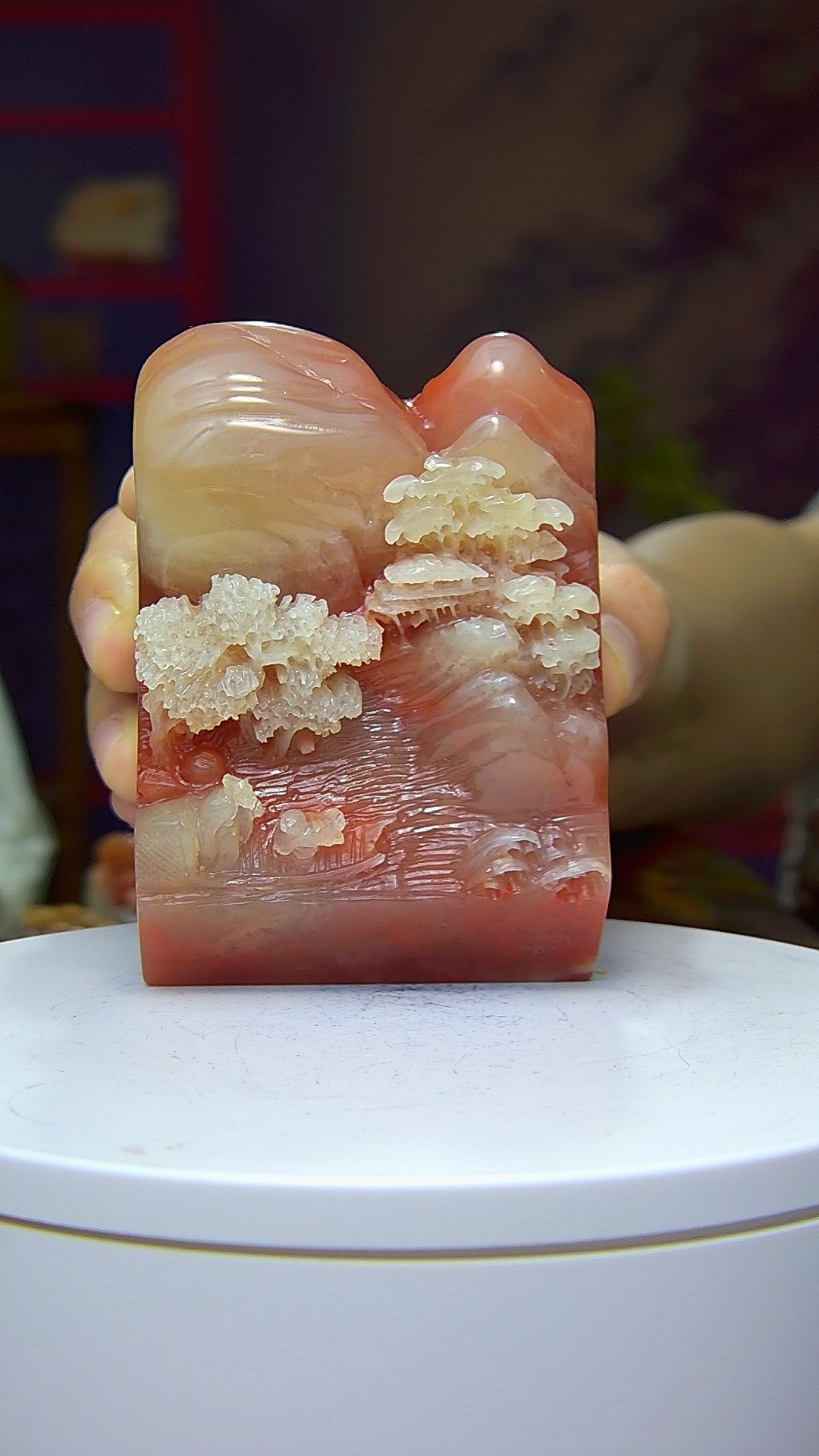 寿山石印章，泛舟游