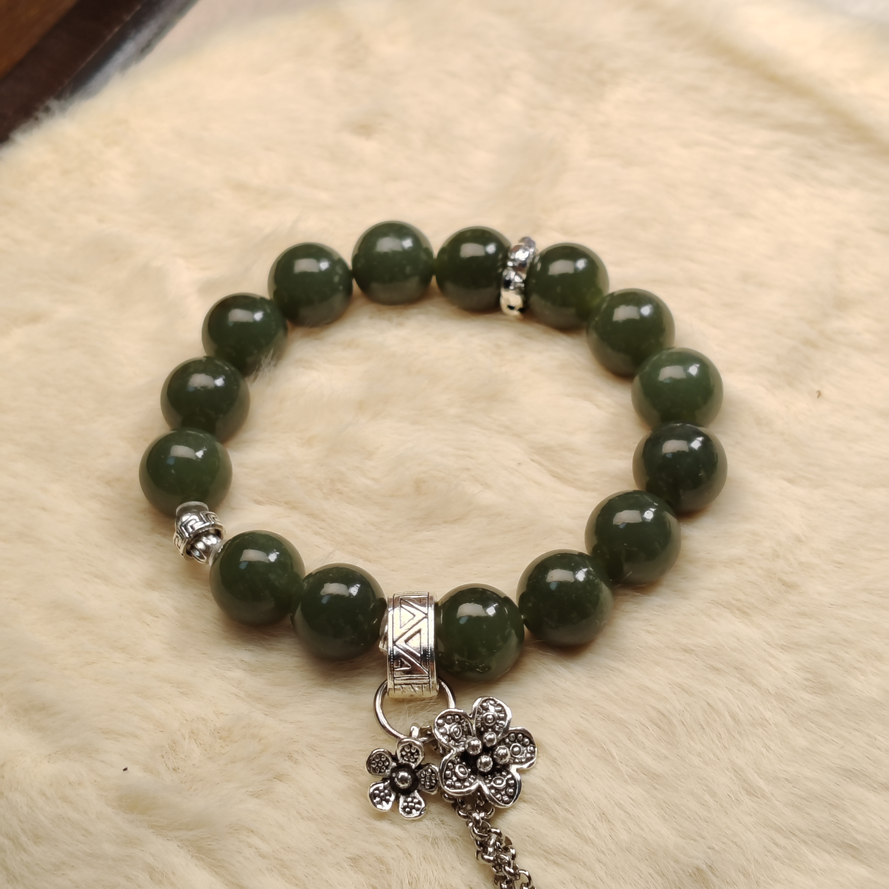 和田玉且末蓝卡12mm手串