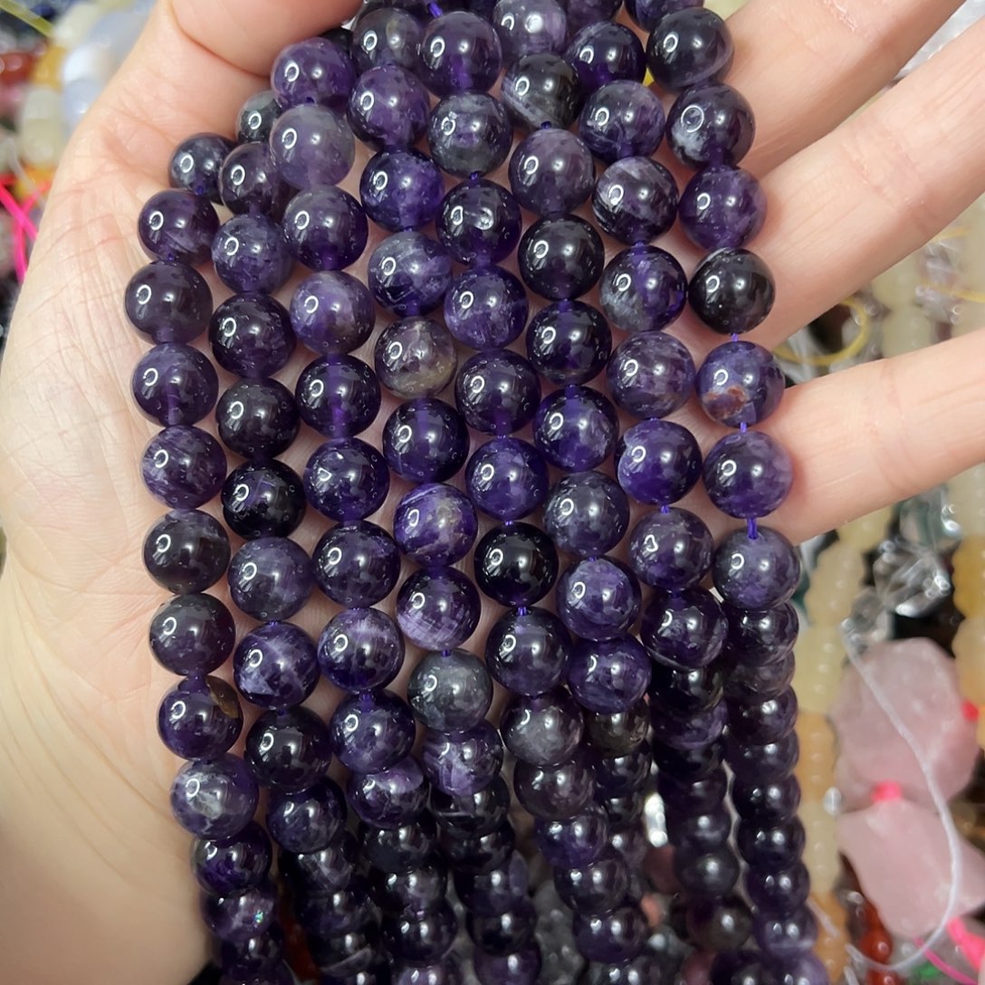 玛瑙/玉髓未镶嵌珠宝半成品，卡10紫水晶一条