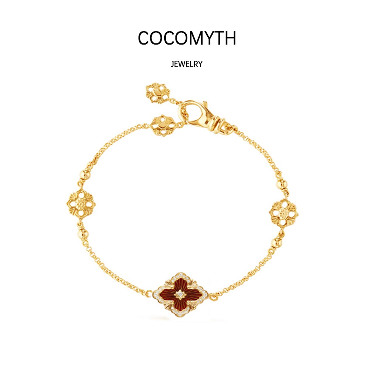 COCOMYTH 轻奢单花菱形拉丝手链D534