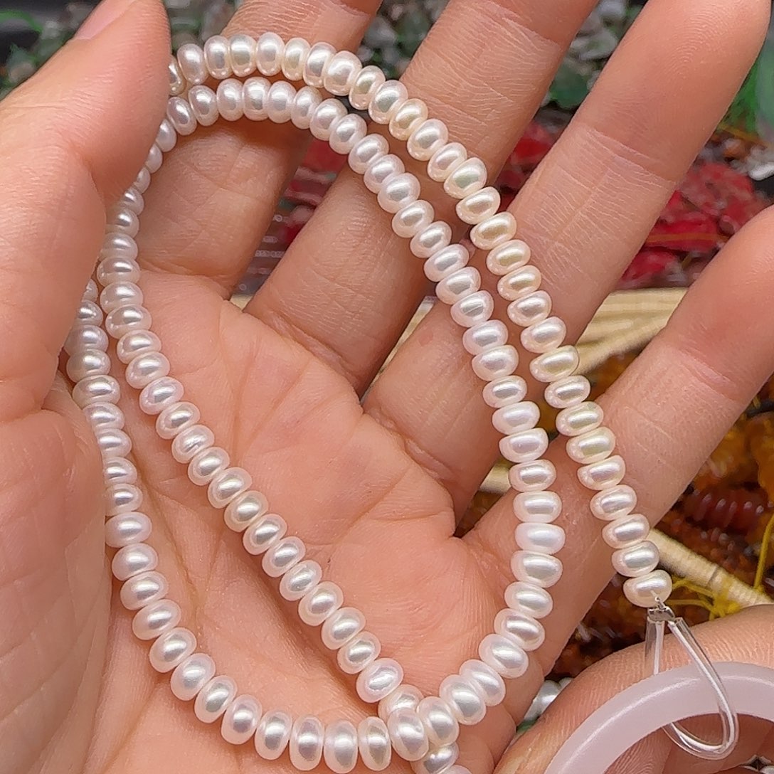 玛瑙/玉髓合金珠宝半成品珍珠馒头约5mm一条