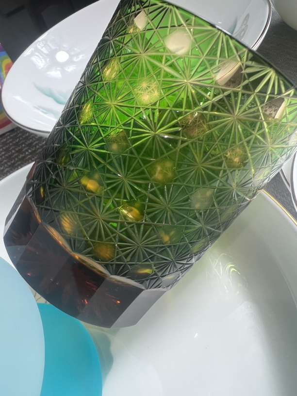 江户切深刻墨绿渐变烈酒杯