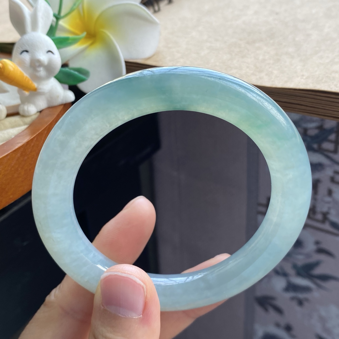 02.25批冰飘花飘黄圆条1069号56.9-11.4-10.9！天然翡翠手镯