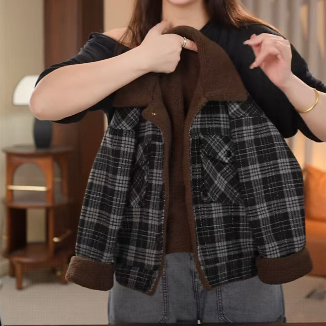 【加厚羊羔绒】儿童外套冬季新款男童加绒加厚格子上衣中大童男孩