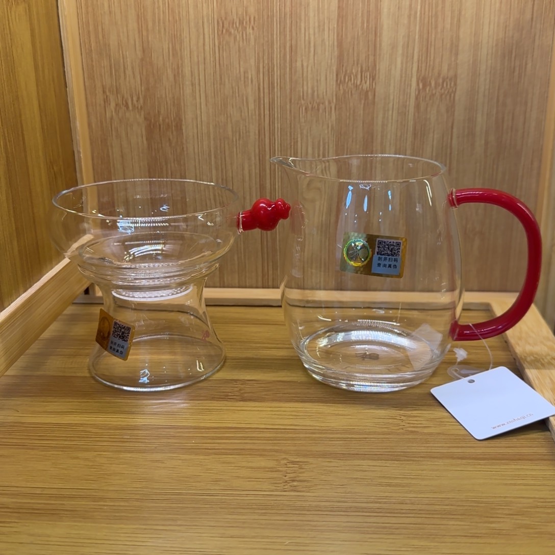 初***秋禾器澄然公道杯丹红➕丹红奉珠激光茶漏