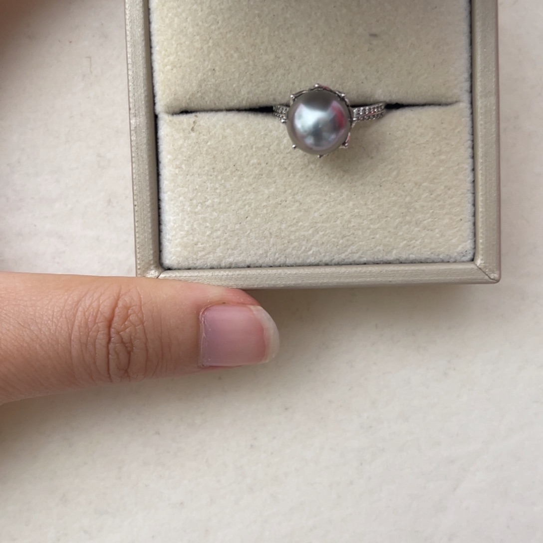 海水珍珠戒圈银S925镶嵌