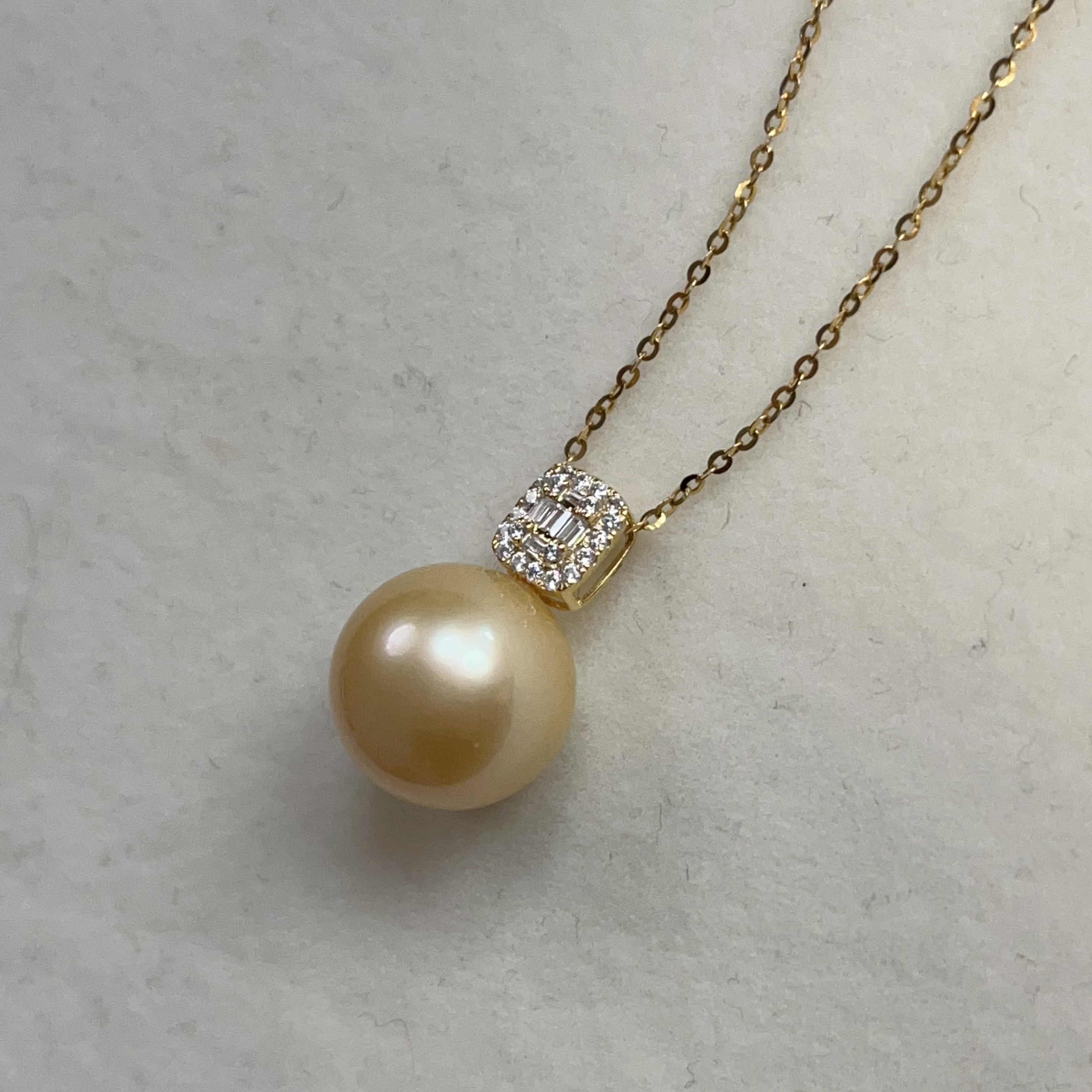 【晓艾珍珠】南洋金珠吊坠13-14mm（赠银链）18K金 X166