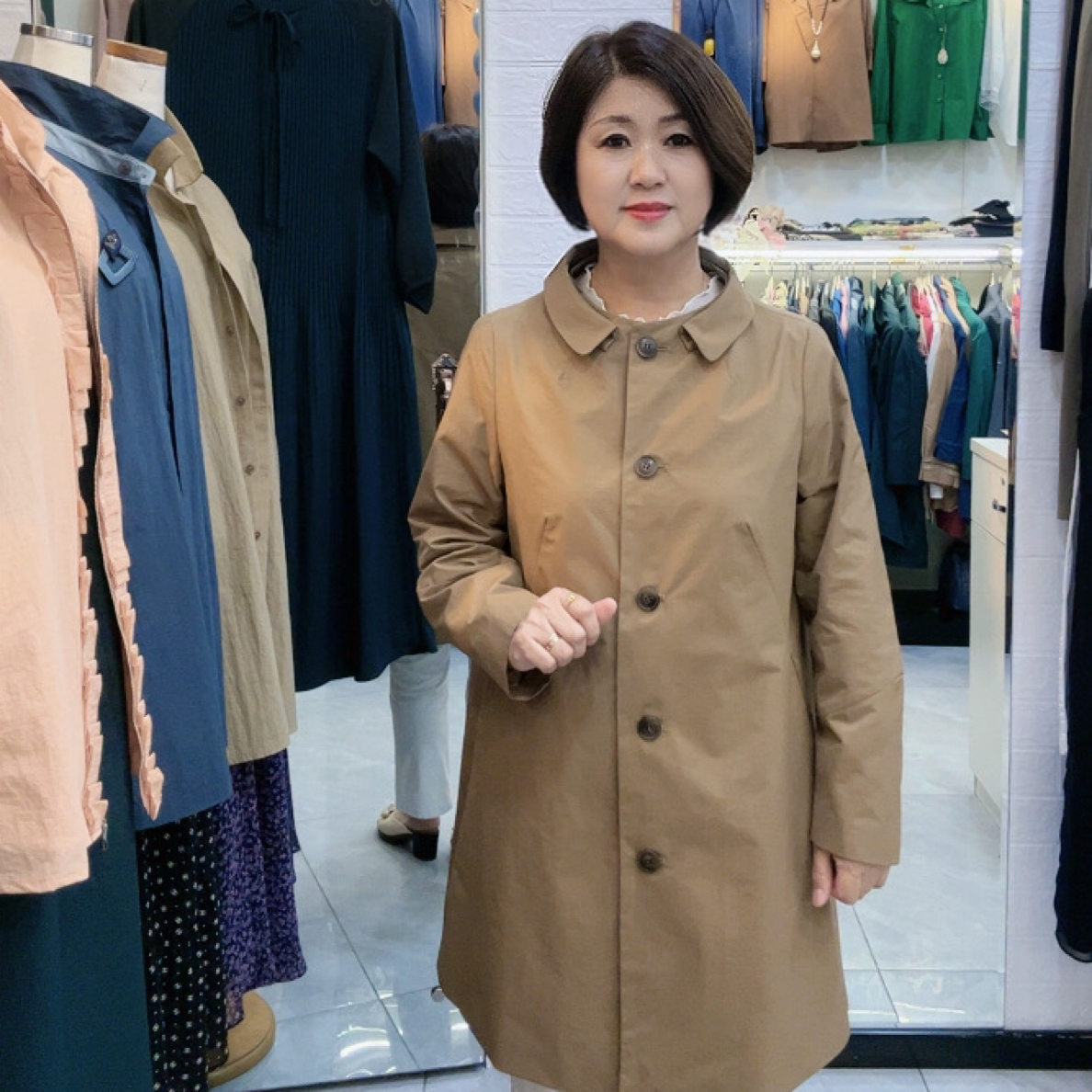 女士秋季翻领卡其色气质中长款风衣外套时尚百搭