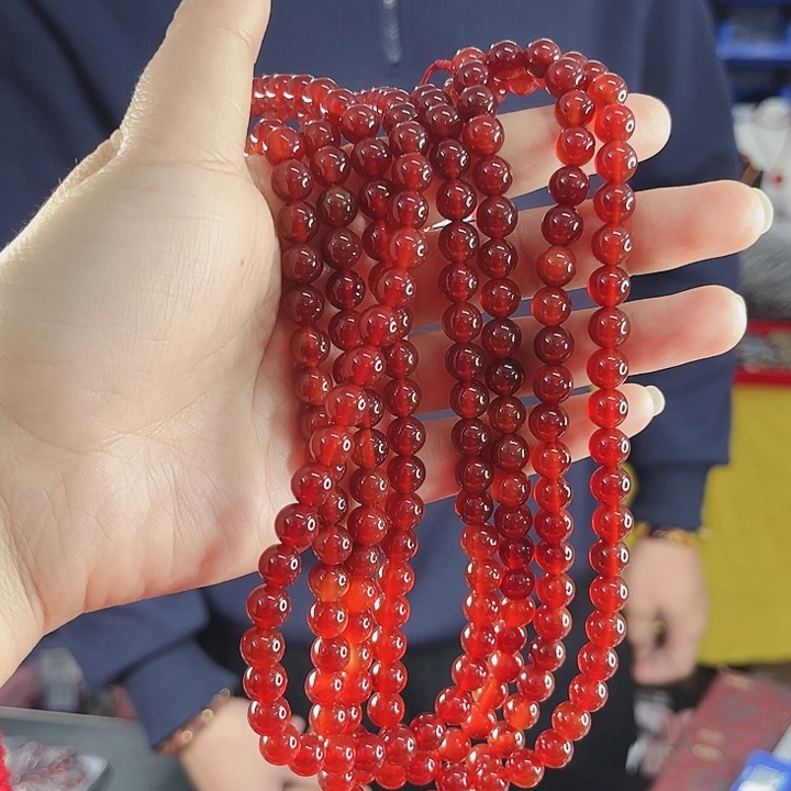 玛瑙项链未镶嵌丅35牛血红108发其一