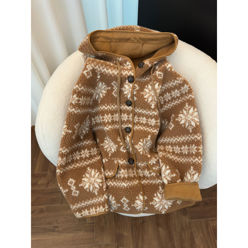 秋冬新款时尚气质百搭宽松休闲加厚保暖连帽外套GK-697