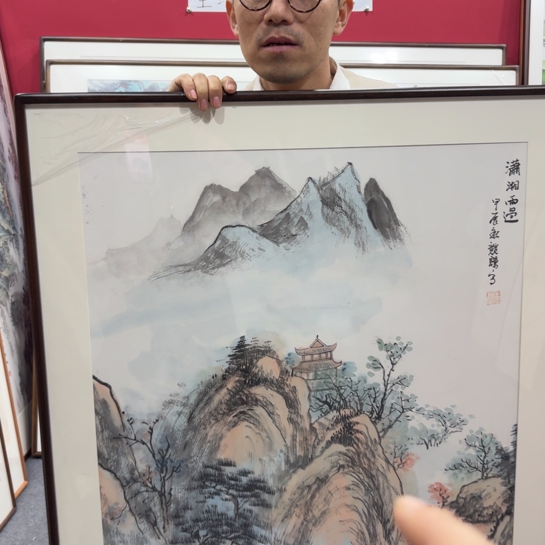 国画带框绘画80/80尺寸