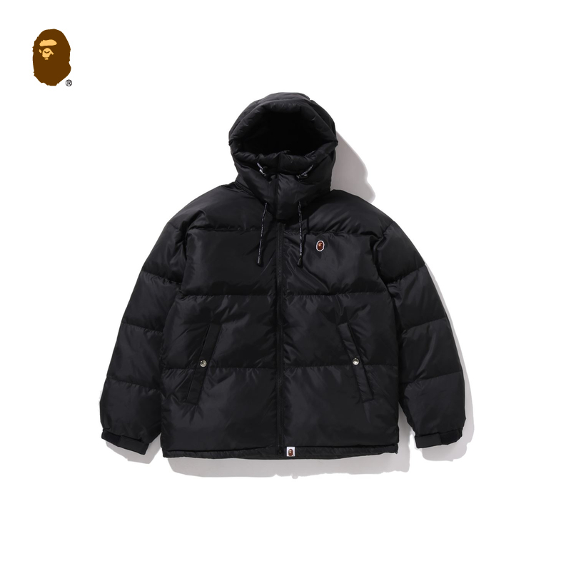 BAPE女装25秋冬猿人刺绣标徽章可拆卸连帽羽绒服004442P