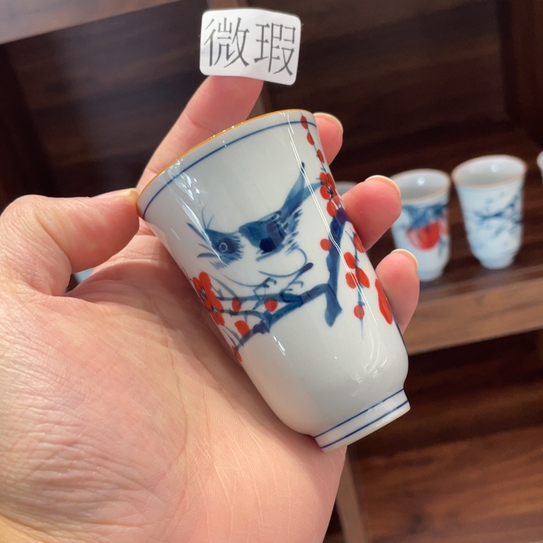 釉下手绘茶具微瑕