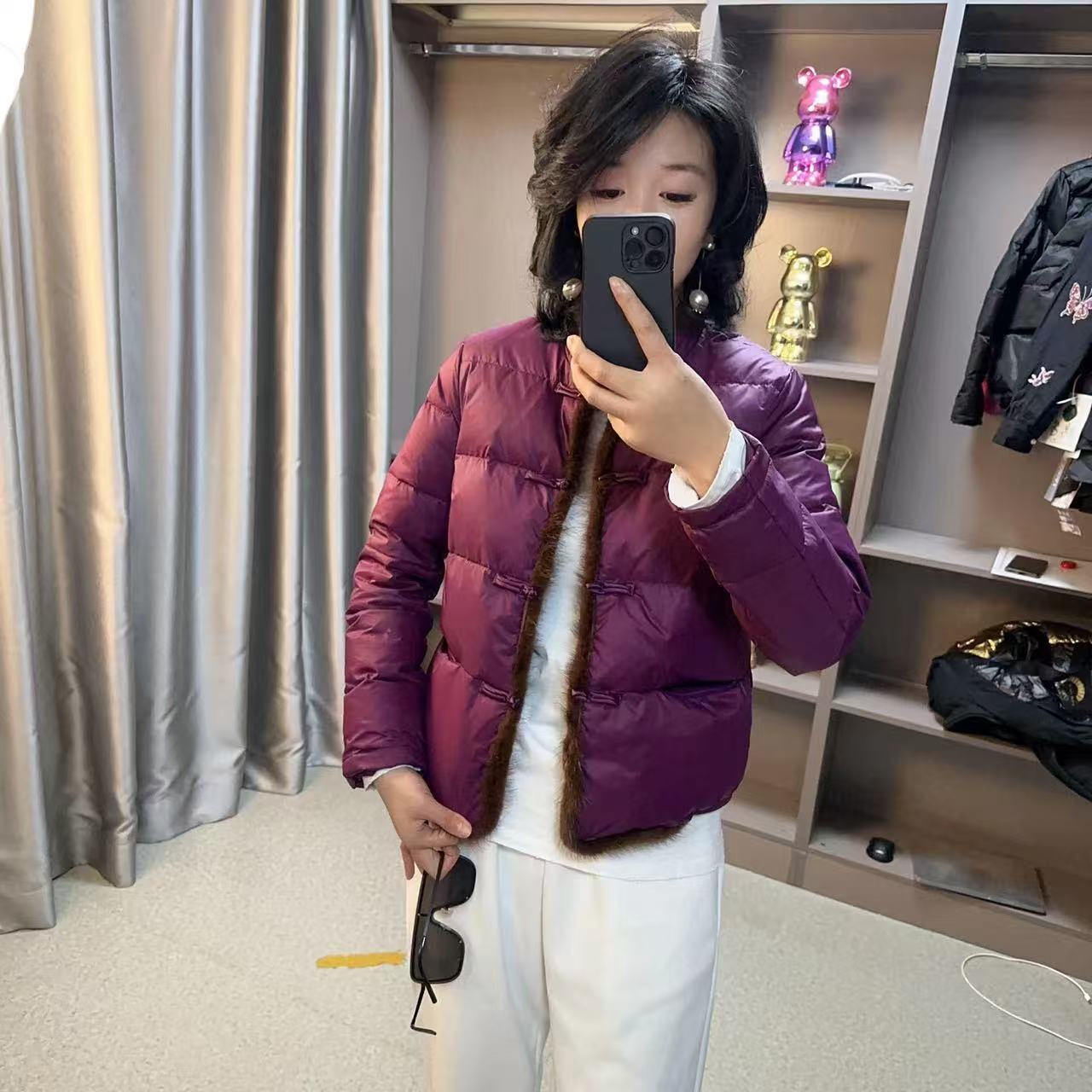 冬季新款时尚气质休闲立领貂毛轻薄羽绒服