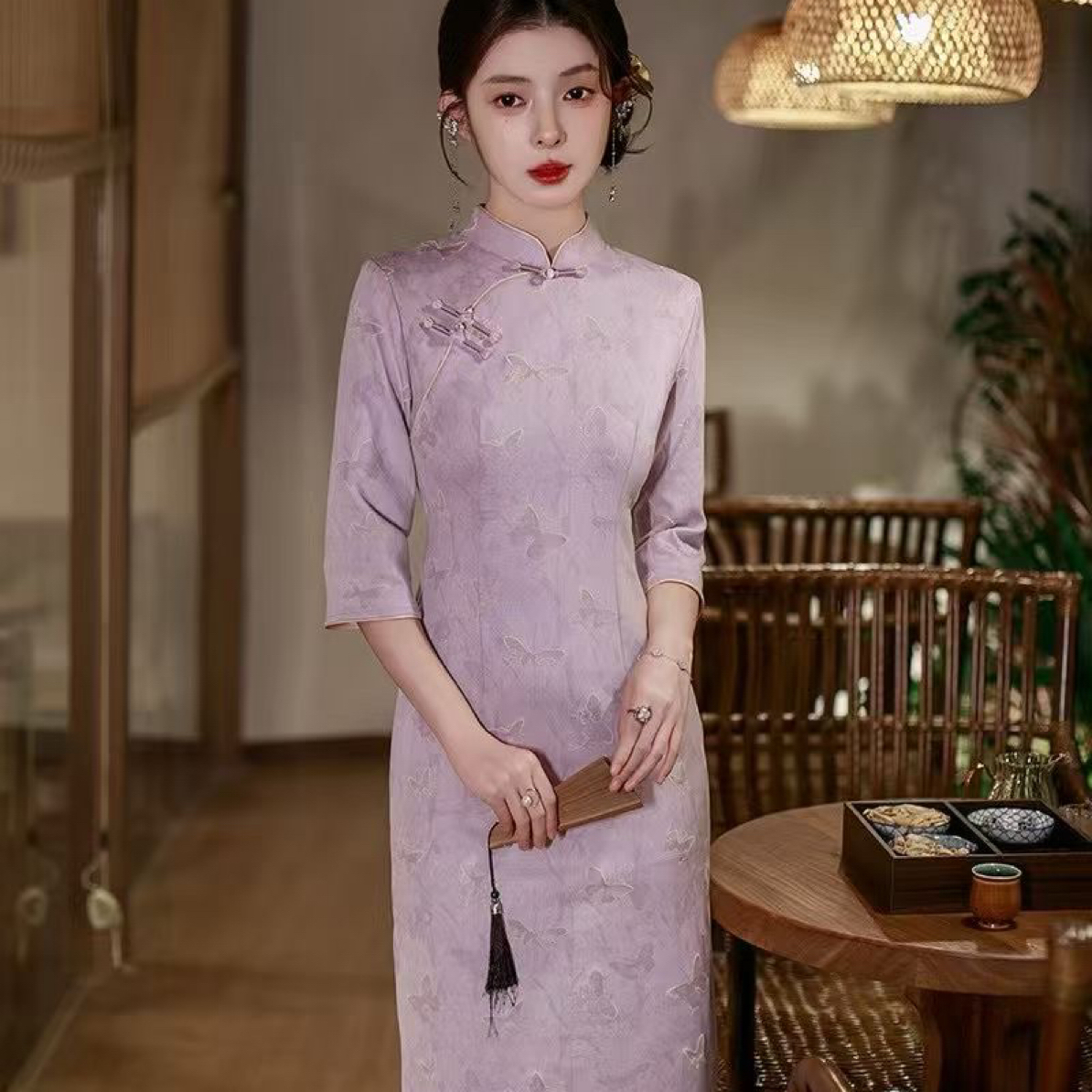 芊芊【紫曦】2025新款早秋新中式小个子显瘦旗袍日常订婚宴