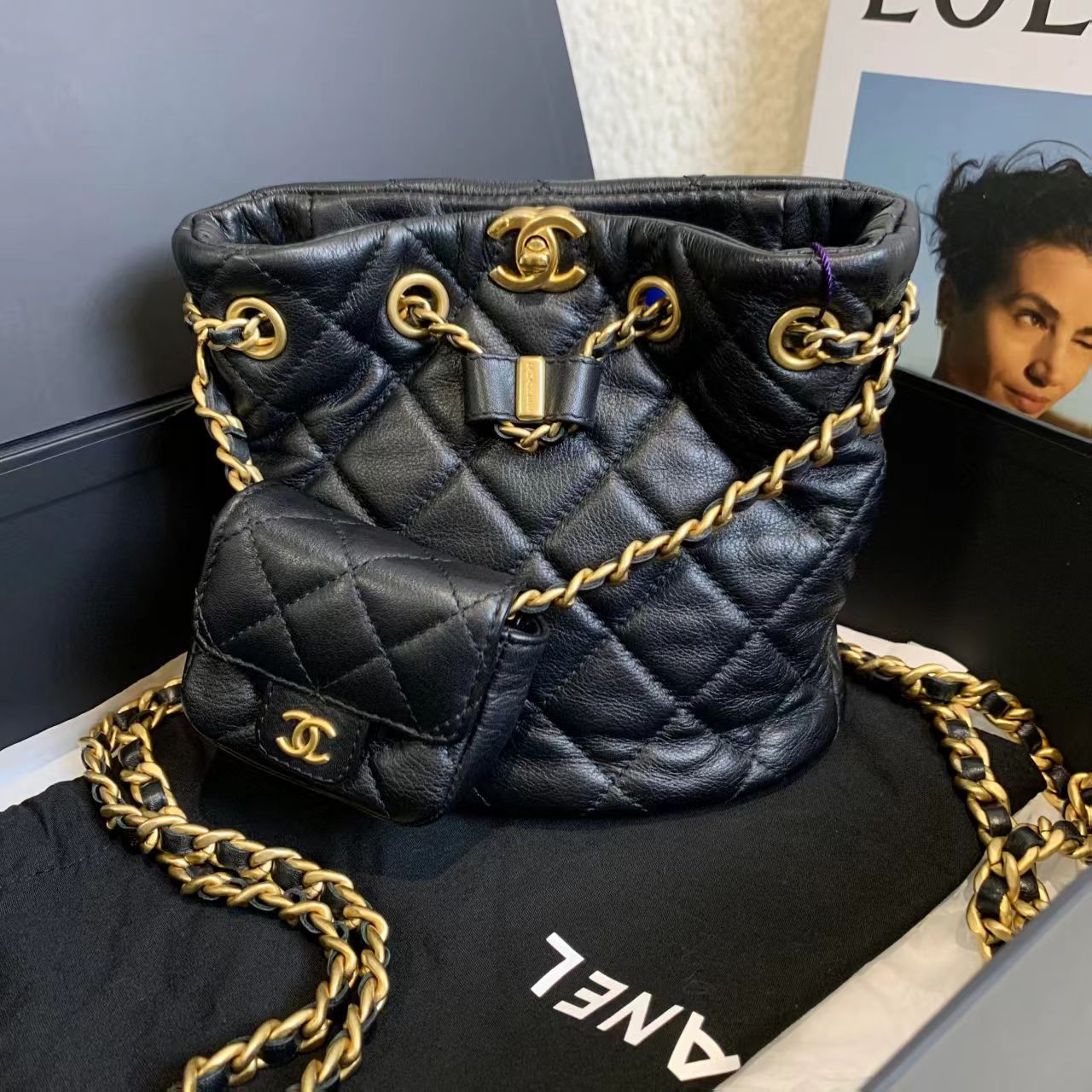 99新 Chanel/香奈儿 壹臻/ Chanel23A黑金牛子母双肩包 62594449